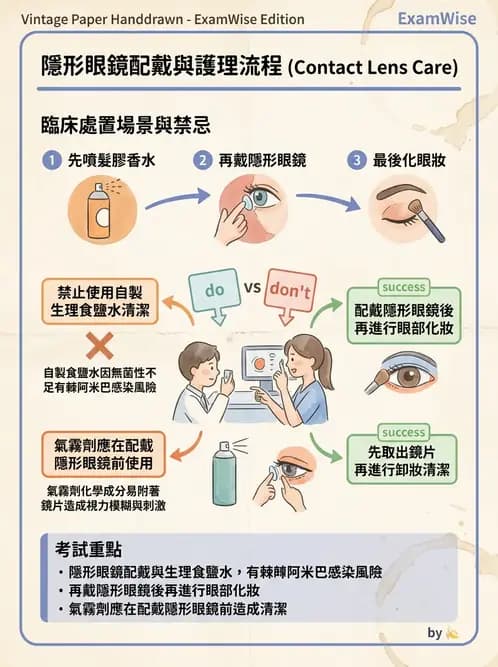 驗光生 - 隱形眼鏡護理操作與患者衛教 - AI 圖文解析預覽