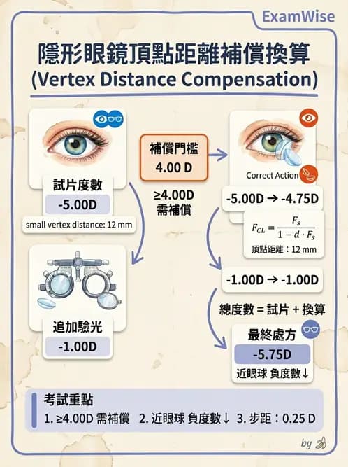 驗光生 - 隱形眼鏡度數計算(硬式RGP淚鏡補償與戴鏡驗光) - AI 圖文解析預覽