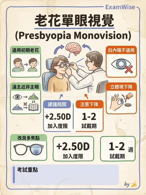 驗光生 - 單眼視覺法(Monovision)原理與驗配 - AI 圖文解析預覽