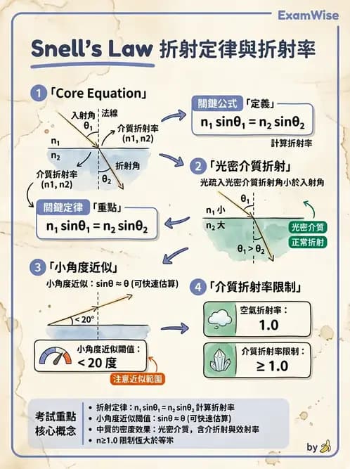 驗光生 - 光的折射定律、全反射與散射現象 - AI 圖文解析預覽