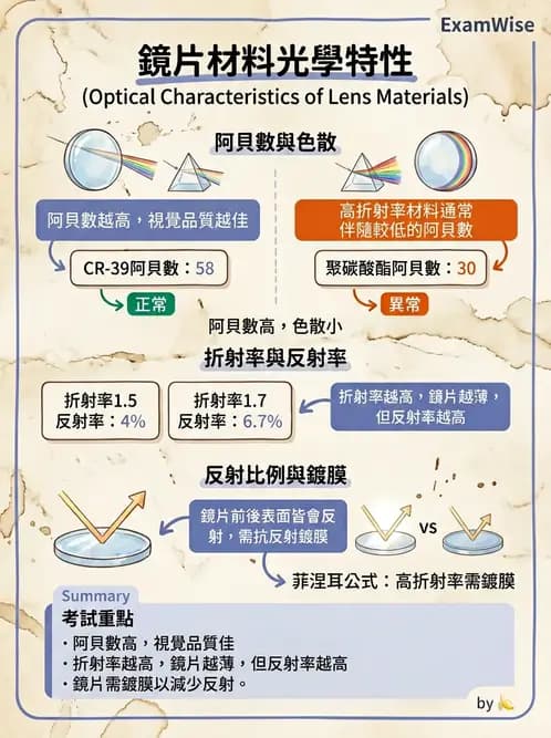 驗光生 - 鏡片材質特性與光學性質 - AI 圖文解析預覽