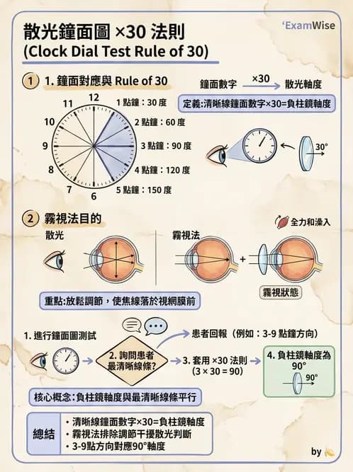 驗光生 - 散光鐘面圖與圖形法檢查 - AI 圖文解析預覽