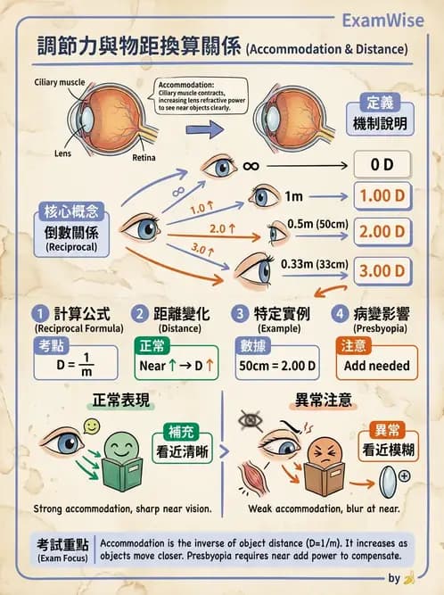 驗光生 - 調節幅度計算與近遠點關係 - AI 圖文解析預覽