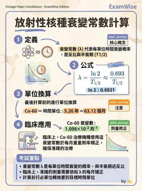 放射 - 放射性活度與衰變計算 - AI 圖文解析預覽