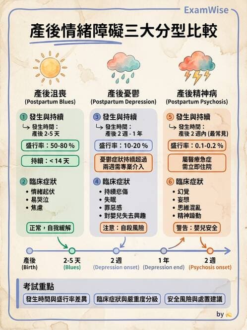 護理師 - 產後心理併發症與家庭計畫 - AI 圖文解析預覽