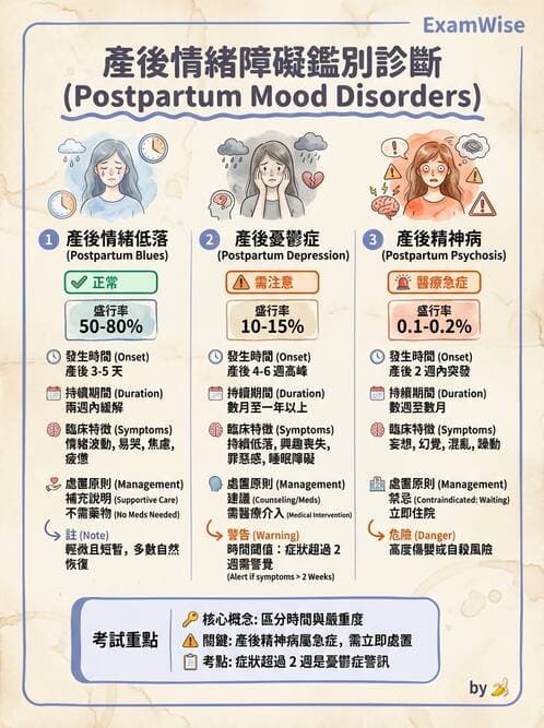 護理師 - 產後心理併發症與家庭計畫 - AI 圖文解析預覽