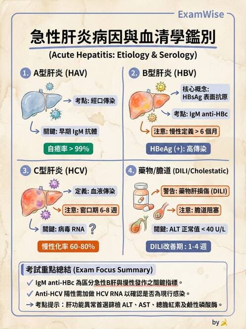 內專 - 急性肝炎、脂肪肝與其他肝病 - AI 圖文解析預覽