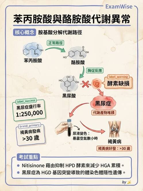 醫檢師 - 胺基酸代謝與先天性疾病 - AI 圖文解析預覽