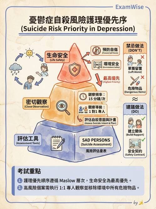 護理師 - 憂鬱症與自殺防治 - AI 圖文解析預覽