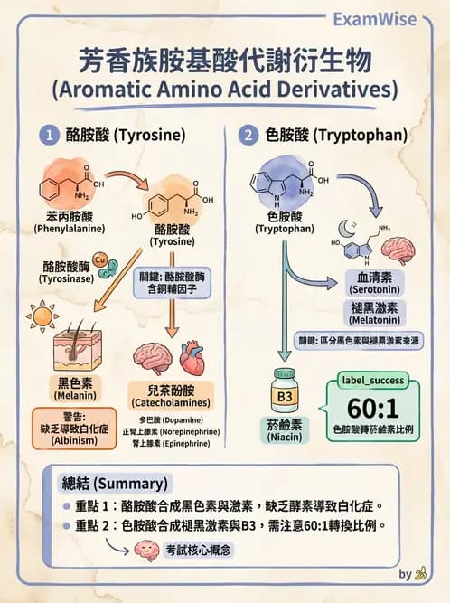 營養 - 胺基酸分類、功能與代謝 - AI 圖文解析預覽