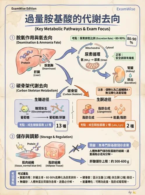 營養 - 胺基酸分類、功能與代謝 - AI 圖文解析預覽