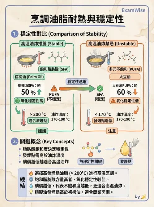 營養 - 烹調技法、油脂品質與供應管理 - AI 圖文解析預覽