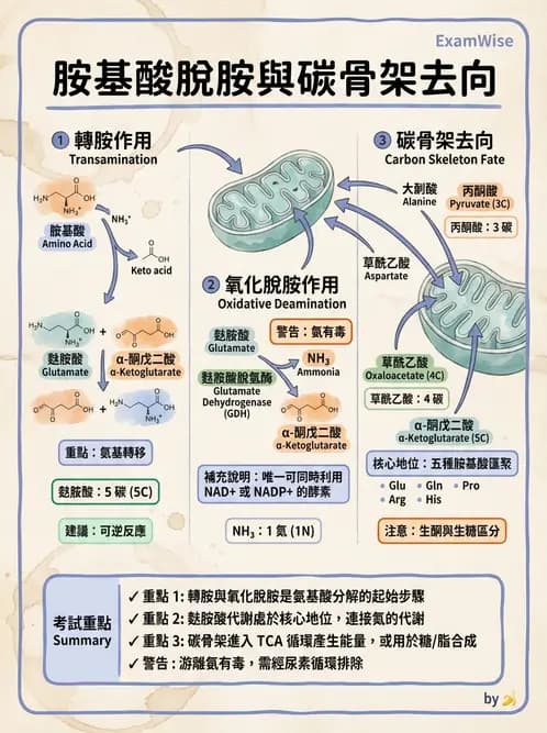 營養 - 胺基酸分類、功能與代謝 - AI 圖文解析預覽