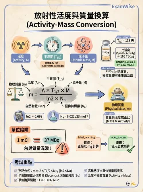 放射 - 放射性活度與衰變計算 - AI 圖文解析預覽