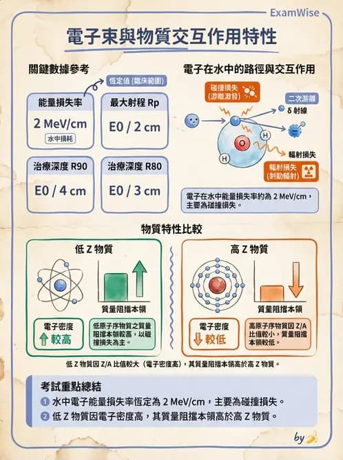 放射 - 電子射束物理特性與劑量分布 - AI 圖文解析預覽