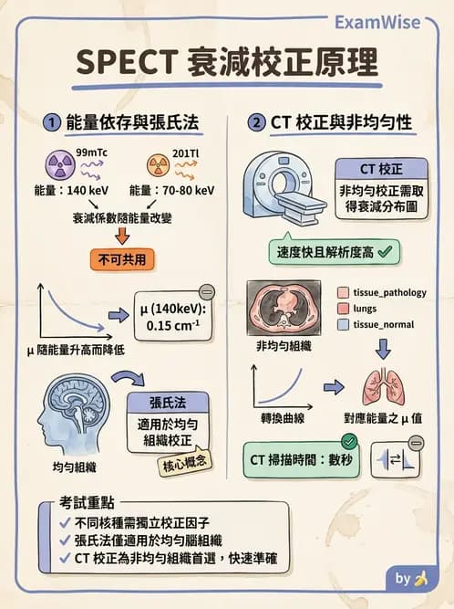 放射 - SPECT掃描參數、設備、衰減校正與QA - AI 圖文解析預覽