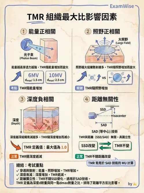 放射 - 深度劑量參數(PDD/TAR/TMR/TPR) - AI 圖文解析預覽