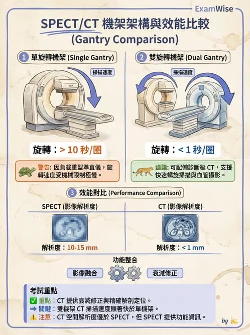 放射 - SPECT掃描參數、設備、衰減校正與QA - AI 圖文解析預覽