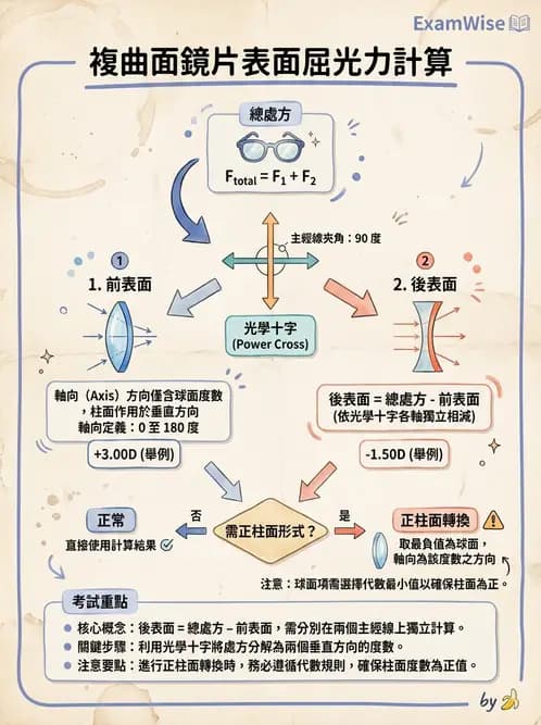 驗光師 - 透鏡屈光力計算與焦線分析 - AI 圖文解析預覽