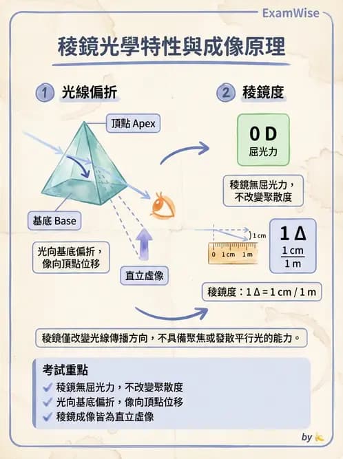 驗光師 - 稜鏡光學原理與度量 - AI 圖文解析預覽
