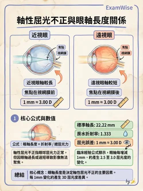 驗光師 - 模型眼屈光計算與屈光不正 - AI 圖文解析預覽