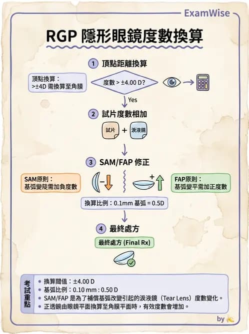 驗光師 - 硬式隱形眼鏡度數與散光計算 - AI 圖文解析預覽