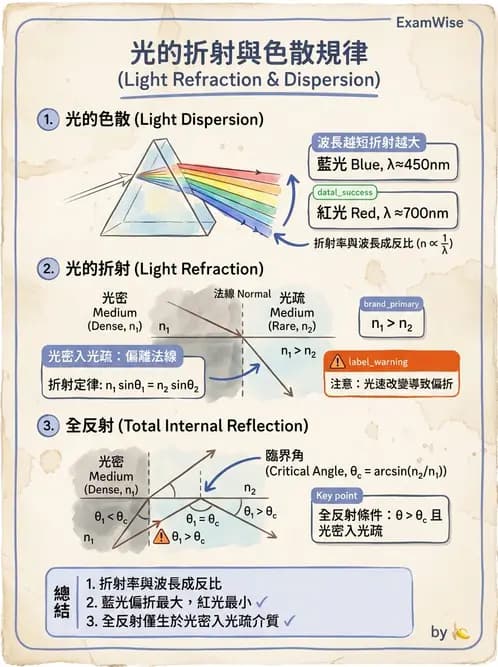 驗光師 - 折射定律、反射與光學現象 - AI 圖文解析預覽