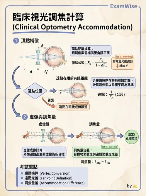 驗光師 - 調節機制與調節量計算 - AI 圖文解析預覽