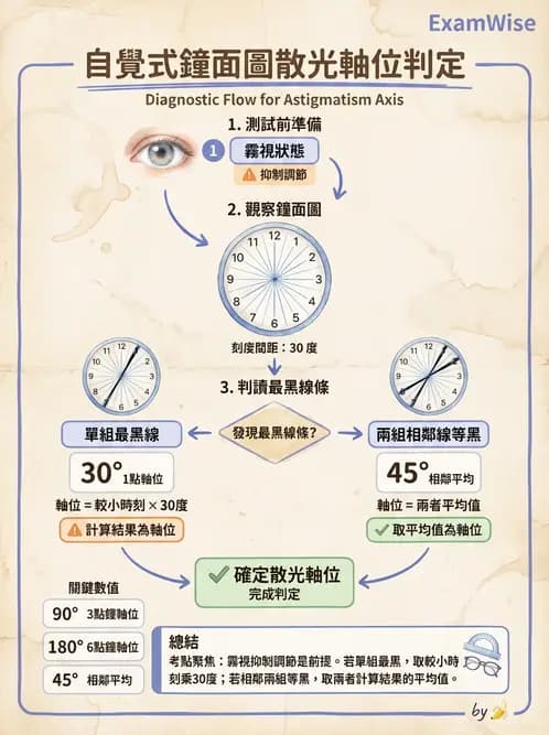 驗光師 - 散光鐘面圖與裂孔板驗光 - AI 圖文解析預覽
