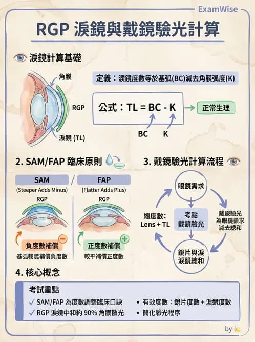 驗光師 - 硬式隱形眼鏡度數與散光計算 - AI 圖文解析預覽