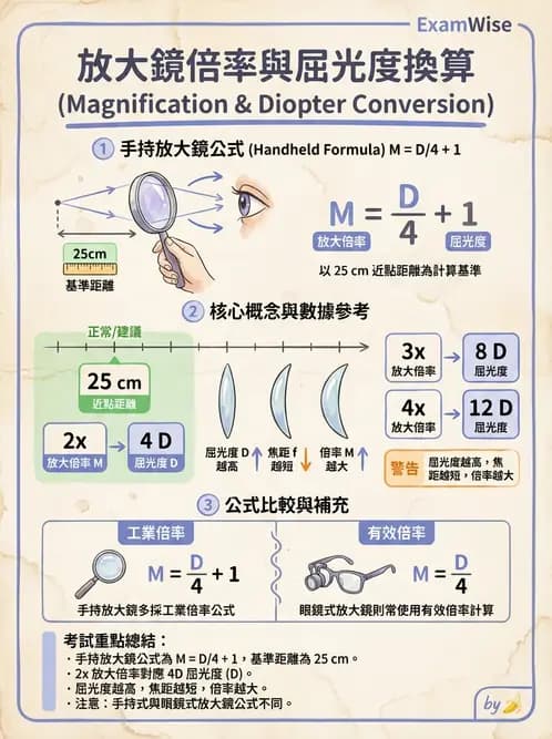 驗光師 - 放大原理與近距離光學計算 - AI 圖文解析預覽