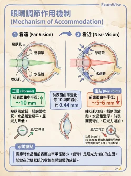 驗光師 - 調節機制與調節量計算 - AI 圖文解析預覽