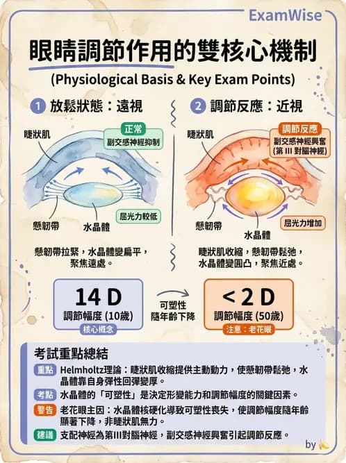 驗光師 - 調節機制與調節量計算 - AI 圖文解析預覽