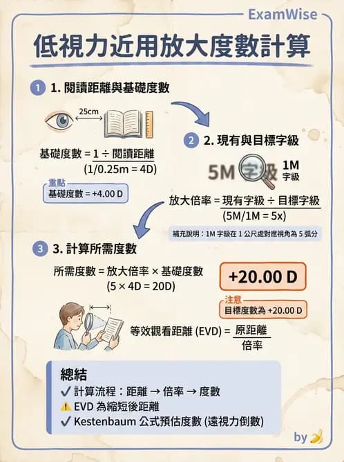驗光師 - 放大原理與近距離光學計算 - AI 圖文解析預覽