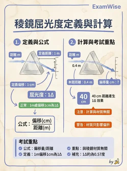 驗光師 - 稜鏡光學原理與度量 - AI 圖文解析預覽