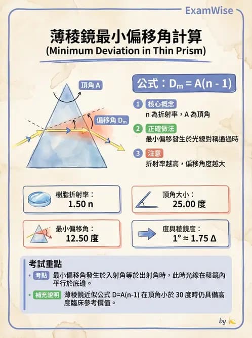 驗光師 - 稜鏡光學原理與度量 - AI 圖文解析預覽