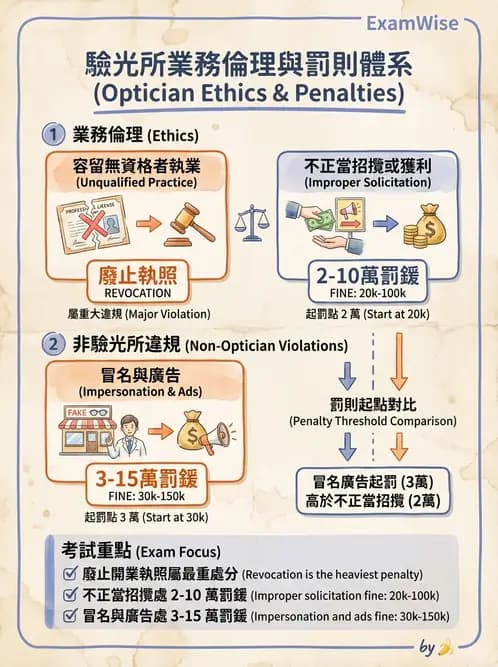 驗光師 - 業務紀錄與收費倫理罰則 - AI 圖文解析預覽