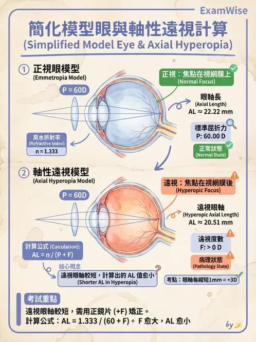 驗光師 - 模型眼屈光計算與屈光不正 - AI 圖文解析預覽