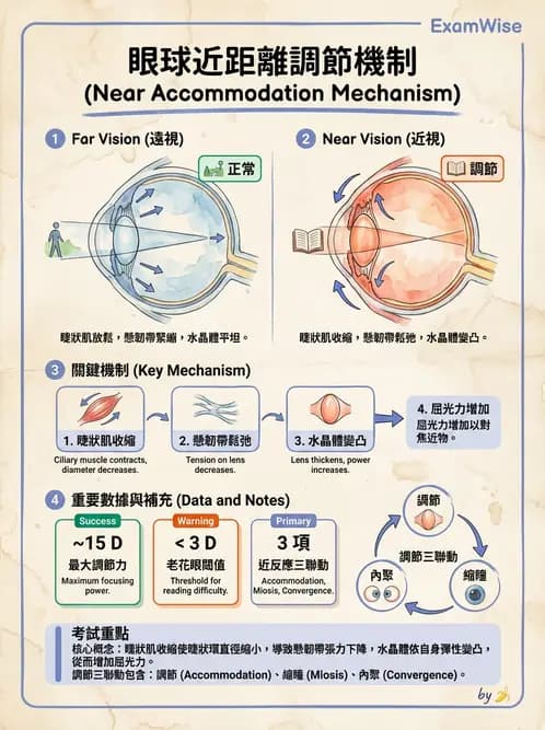 驗光師 - 調節機制與調節量計算 - AI 圖文解析預覽