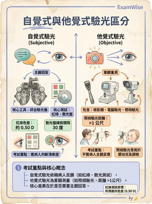 驗光師 - 自覺式驗光流程與球面度判讀 - AI 圖文解析預覽