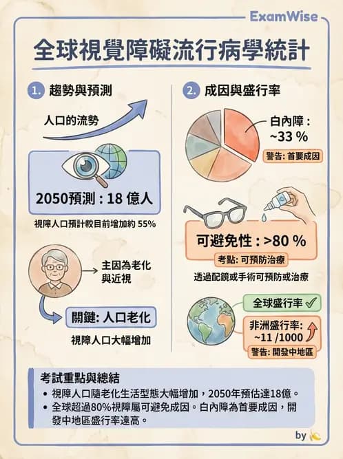 驗光師 - 視障的分類及流行分布 - AI 圖文解析預覽
