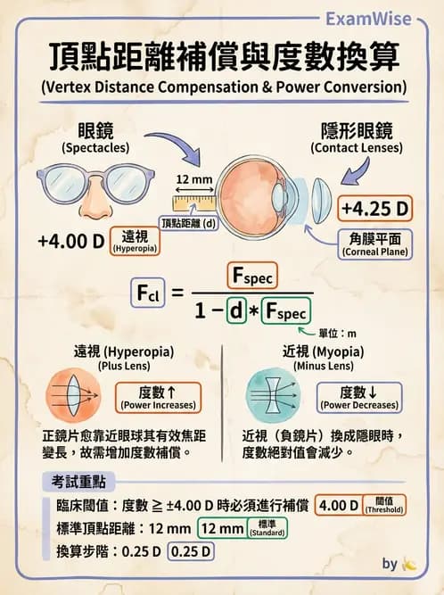 驗光師 - 頂點距離換算與等效處方 - AI 圖文解析預覽