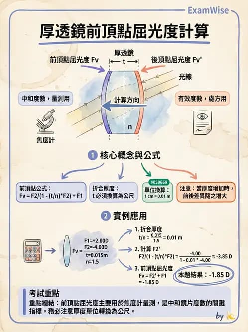 驗光師 - 厚透鏡屈光力計算 - AI 圖文解析預覽