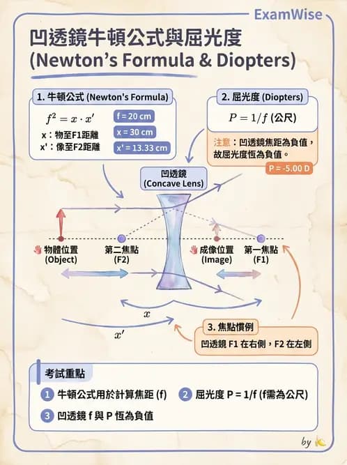 驗光師 - 薄透鏡成像計算與成像性質 - AI 圖文解析預覽