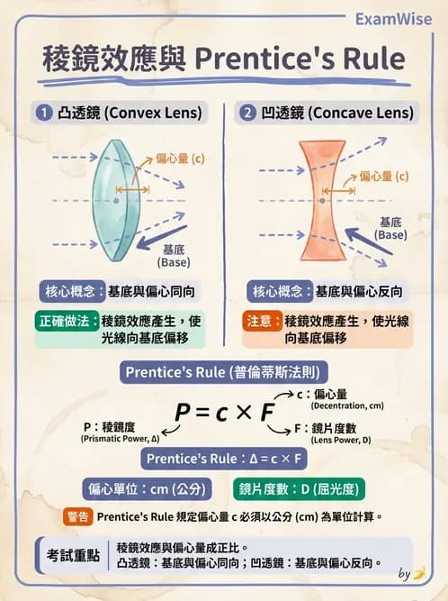驗光師 - 稜鏡光學原理與度量 - AI 圖文解析預覽