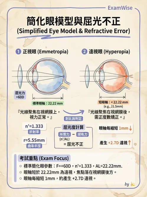 驗光師 - 模型眼屈光計算與屈光不正 - AI 圖文解析預覽