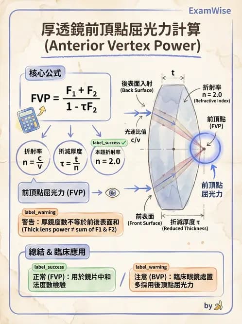 驗光師 - 厚透鏡屈光力計算 - AI 圖文解析預覽