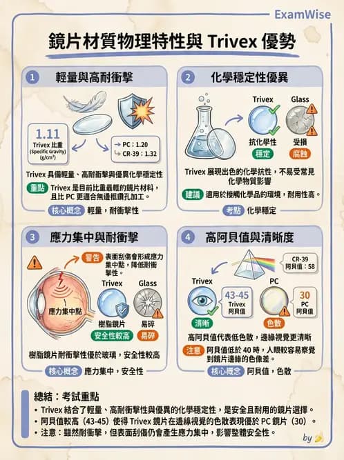 驗光師 - 鏡片材料特性與光學設計 - AI 圖文解析預覽