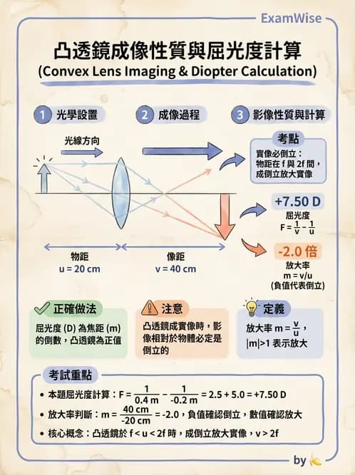 驗光師 - 薄透鏡成像計算與成像性質 - AI 圖文解析預覽
