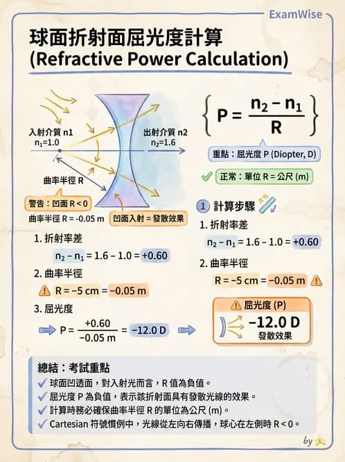 驗光師 - 透鏡屈光力與聚散度計算 - AI 圖文解析預覽